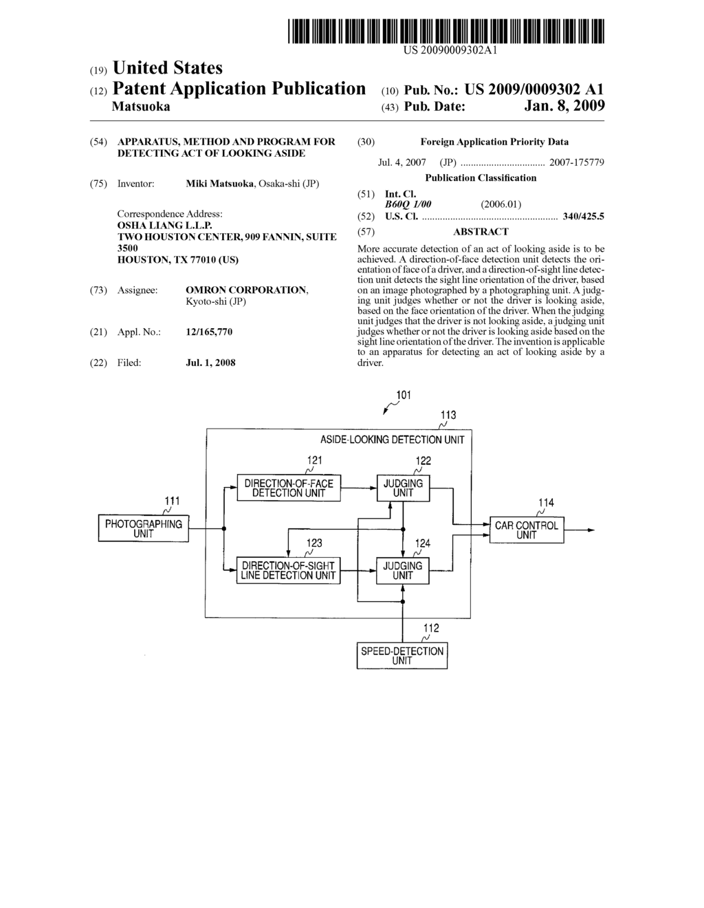 APPARATUS, METHOD AND PROGRAM FOR DETECTING ACT OF LOOKING ASIDE - diagram, schematic, and image 01