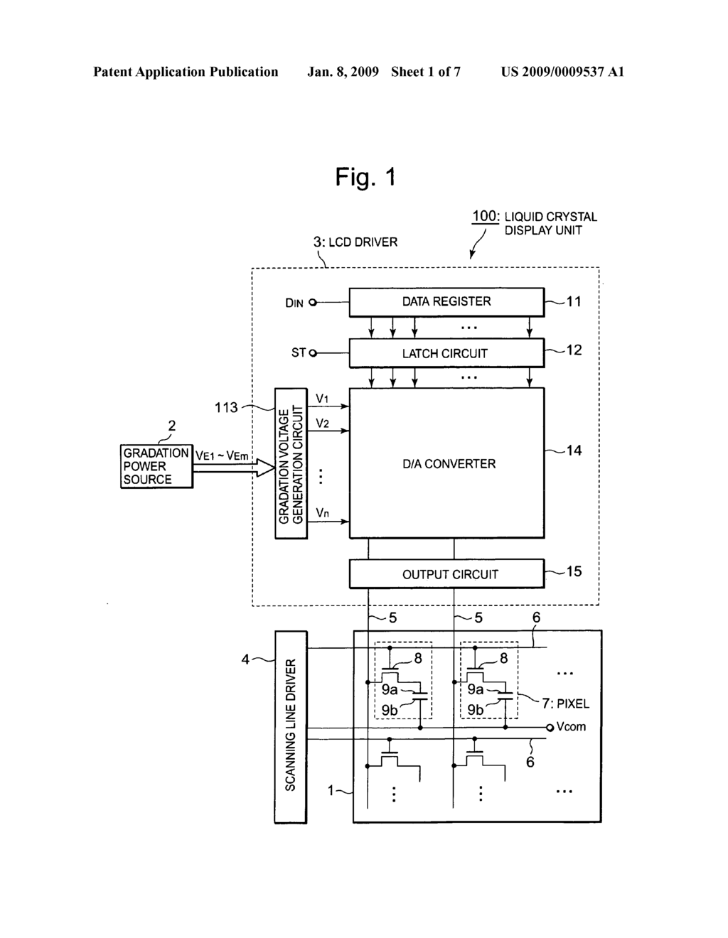 Display unit and display panel driver including operational amplifier to apply reference voltage to resistance ladder having impedance adjusting circuit - diagram, schematic, and image 02