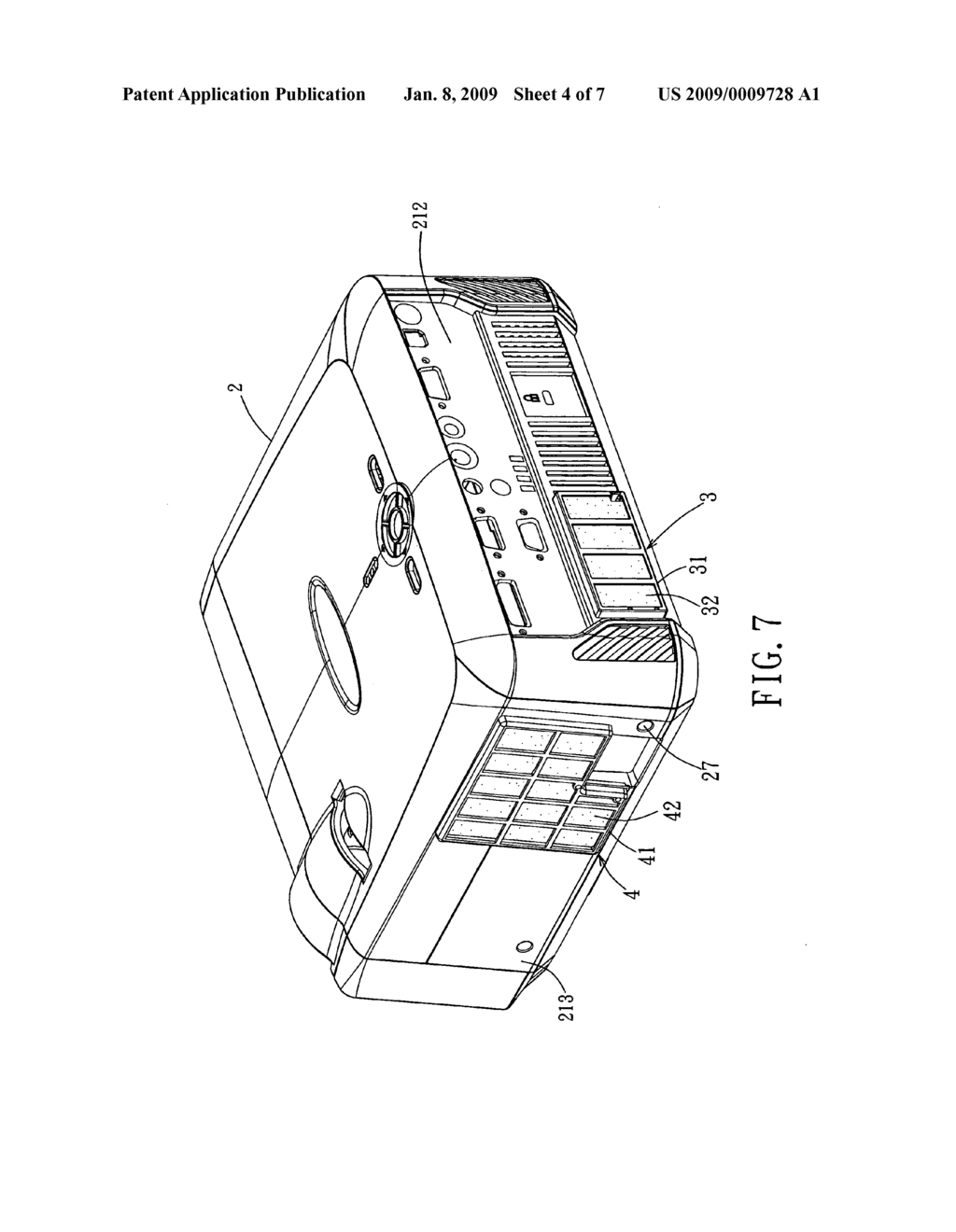 Projector with an external air filtration device - diagram, schematic, and image 05