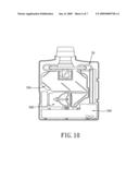 Projector with an external air filtration device diagram and image