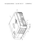 Projector with an external air filtration device diagram and image