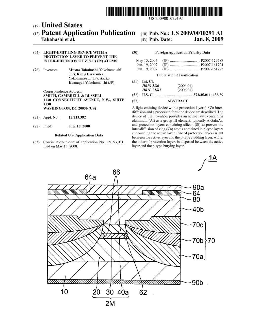 Light-emitting device with a protection layer to prevent the inter-diffusion of zinc (Zn) atoms - diagram, schematic, and image 01