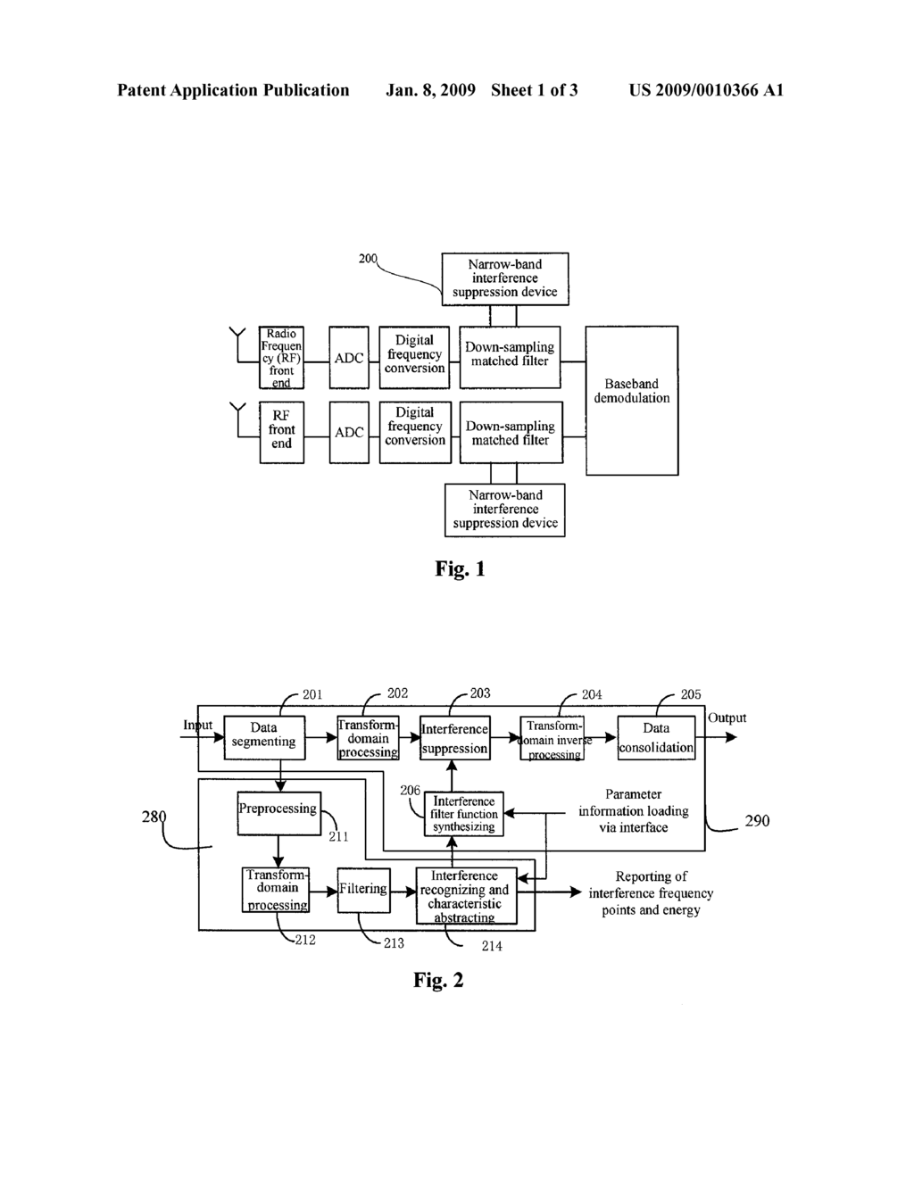 METHOD AND DEVICE FOR SUPPRESSING NARROWBAND INTERFERENCE - diagram, schematic, and image 02