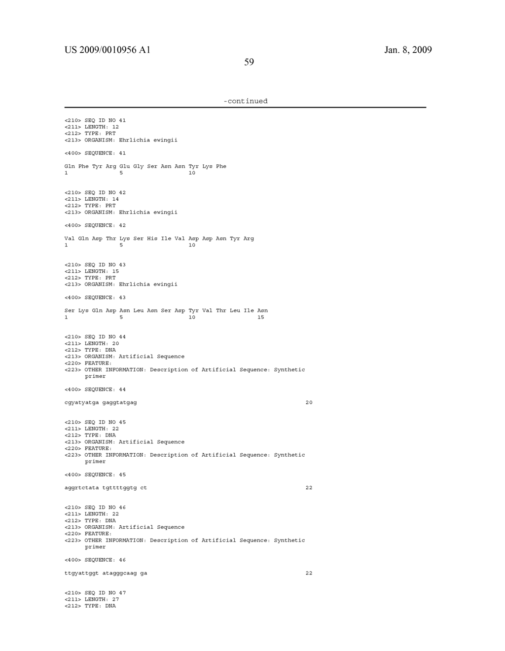 EHRLICHIA EWINGII PROTEINS, NUCLEIC ACIDS, AND METHODS OF THEIR USE - diagram, schematic, and image 78