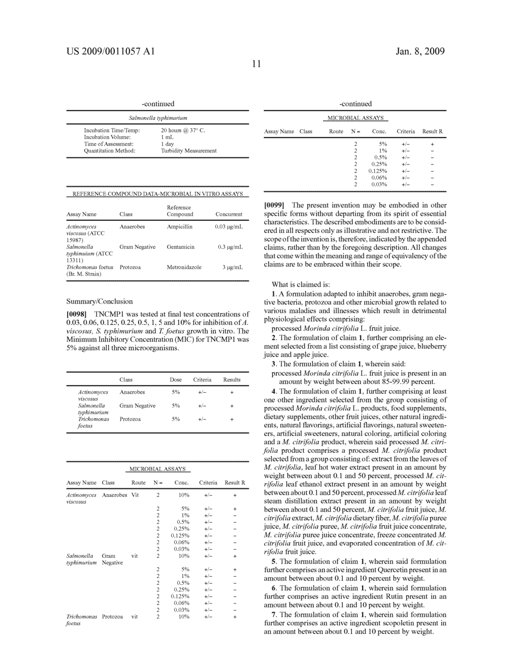 FORMULATIONS AND METHODS FOR INHIBITING ANAEROBES, GRAM NEGATIVE BACTERIA, PROTOZOA AND OTHER MICROBIAL GROWTH WITH MORINDA CITRIFOLIA L. ENHANCED FORMULATIONS - diagram, schematic, and image 12