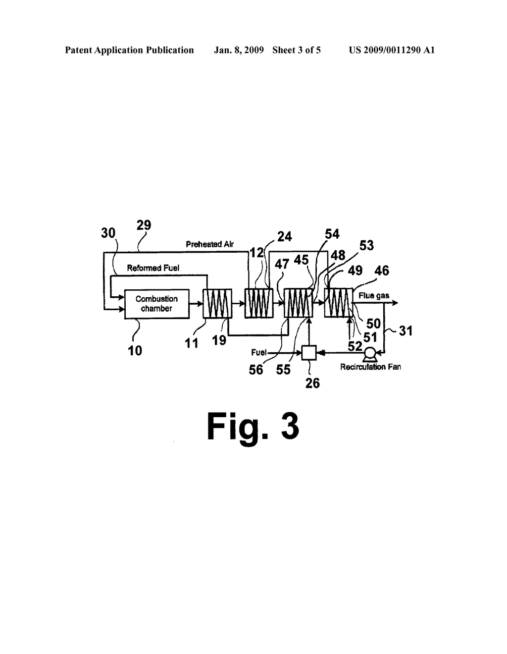 Method and apparatus for thermochemical recuperation with partial heat recovery of the sensible heat present in products of combustion - diagram, schematic, and image 04