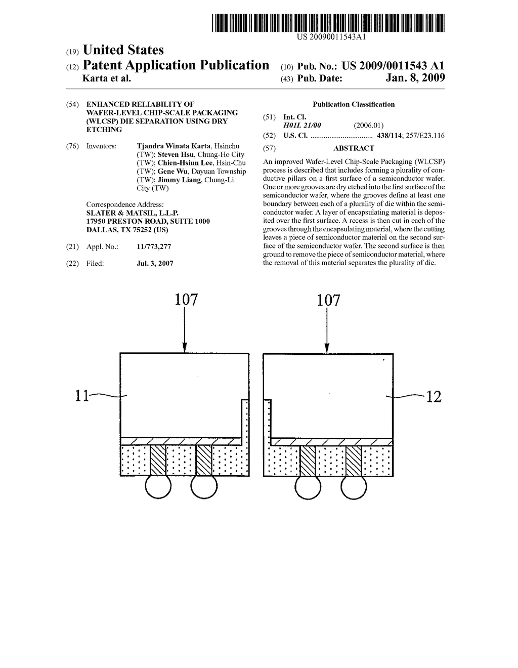 Enhanced Reliability of Wafer-Level Chip-Scale Packaging (WLCSP) Die Separation Using Dry Etching - diagram, schematic, and image 01