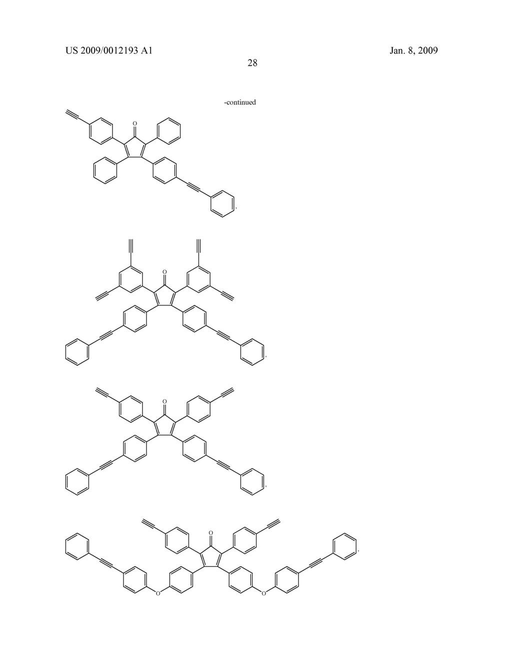 Multifunctional Ethynyl Substituted Monomers and Polyarylene Compositions Therefrom - diagram, schematic, and image 29