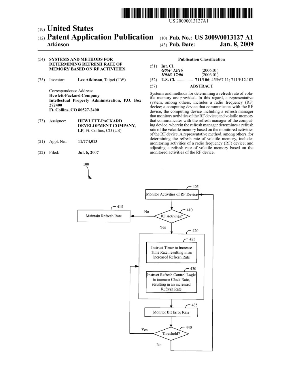 Systems and Methods for Determining Refresh Rate of Memory Based on RF Activities - diagram, schematic, and image 01