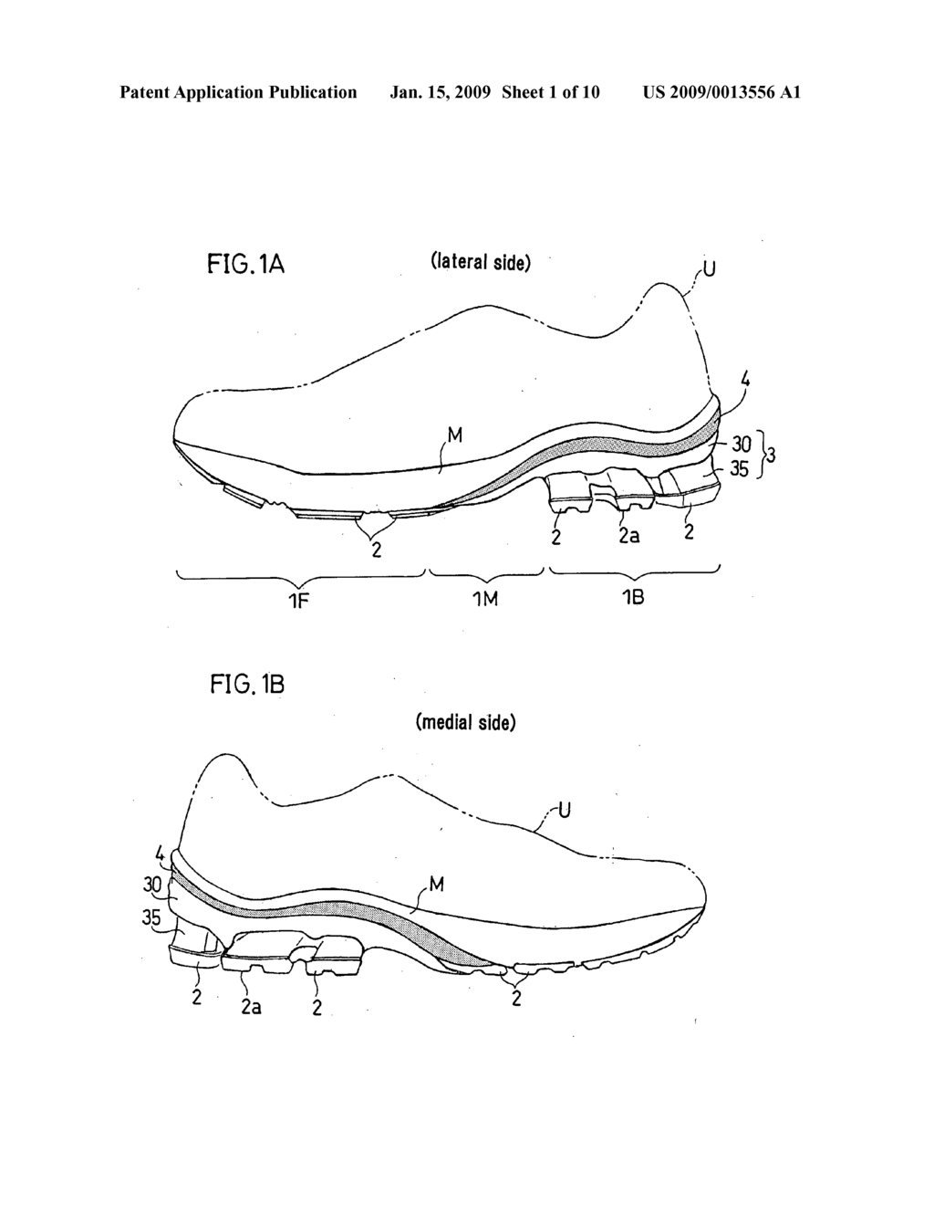 Shock absorbing device for shoe sole - diagram, schematic, and image 02
