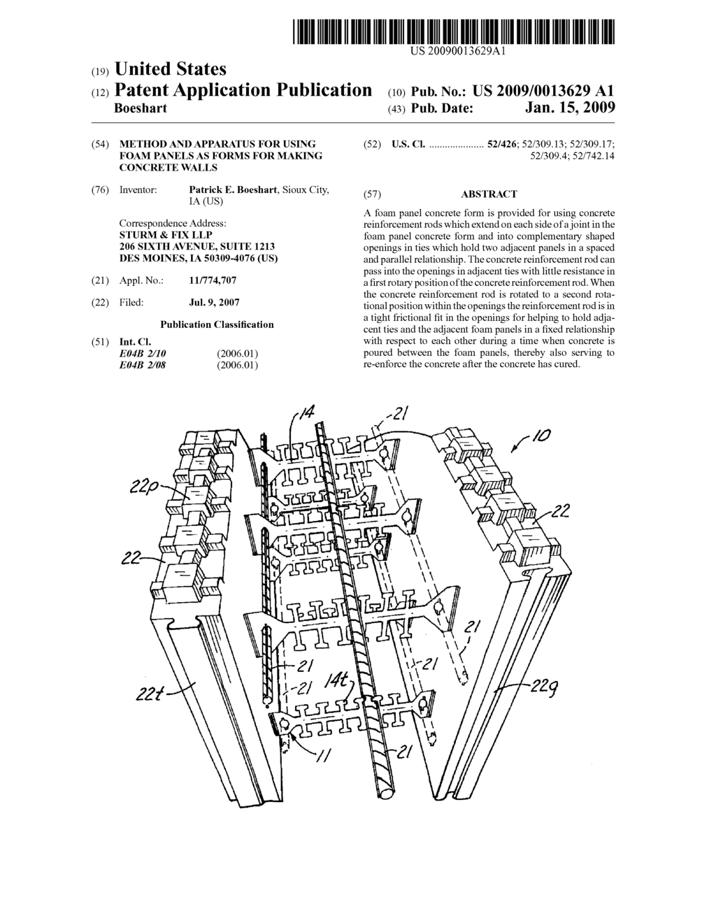 Method and Apparatus for Using Foam Panels As Forms For Making Concrete Walls - diagram, schematic, and image 01