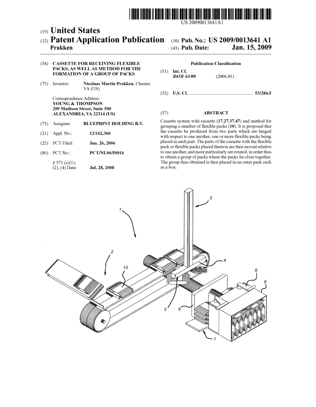 CASSETTE FOR RECEIVING FLEXIBLE PACKS, AS WELL AS METHOD FOR THE FORMATION OF A GROUP OF PACKS - diagram, schematic, and image 01