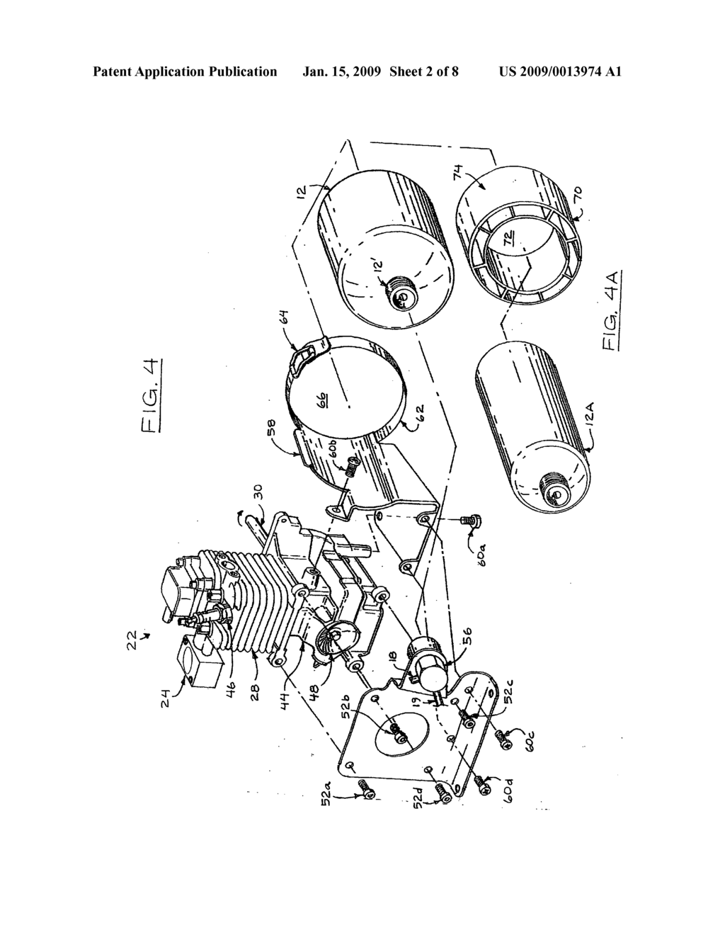 Portable gas powered internal combustion engine arrangement - diagram, schematic, and image 03