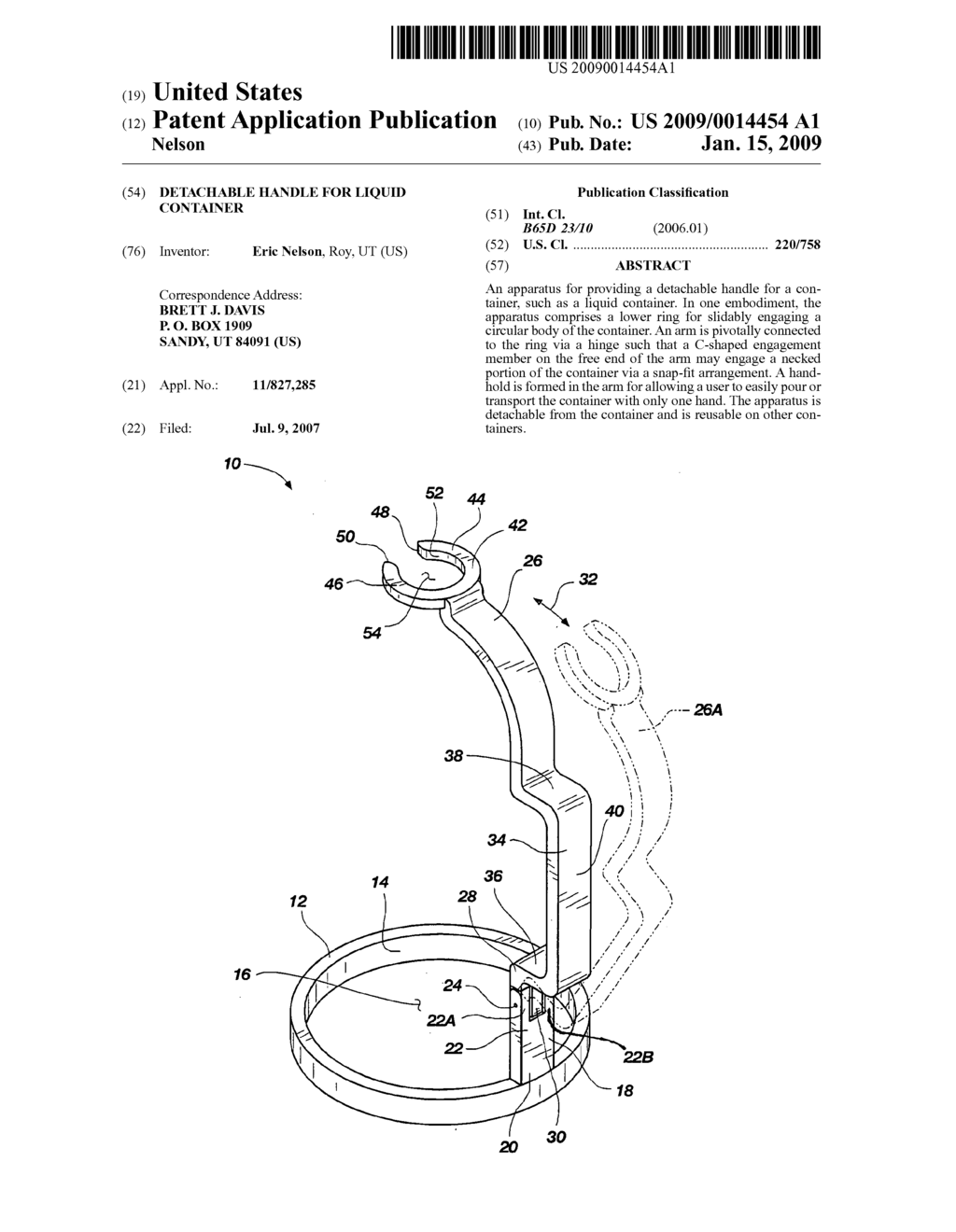 Detachable handle for liquid container - diagram, schematic, and image 01