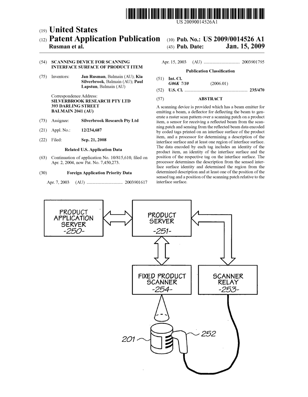 SCANNING DEVICE FOR SCANNING INTERFACE SURFACE OF PRODUCT ITEM - diagram, schematic, and image 01