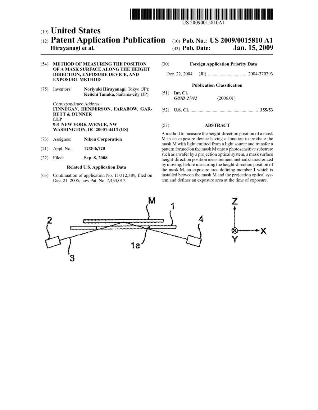 METHOD OF MEASURING THE POSITION OF A MASK SURFACE ALONG THE HEIGHT DIRECTION, EXPOSURE DEVICE, AND EXPOSURE METHOD - diagram, schematic, and image 01