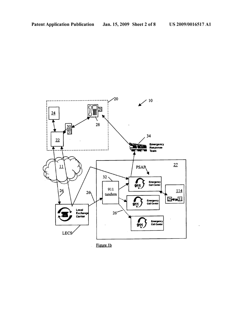 Location system and method for assisting emergency services in identifying the physical location of an IP telephony user - diagram, schematic, and image 03