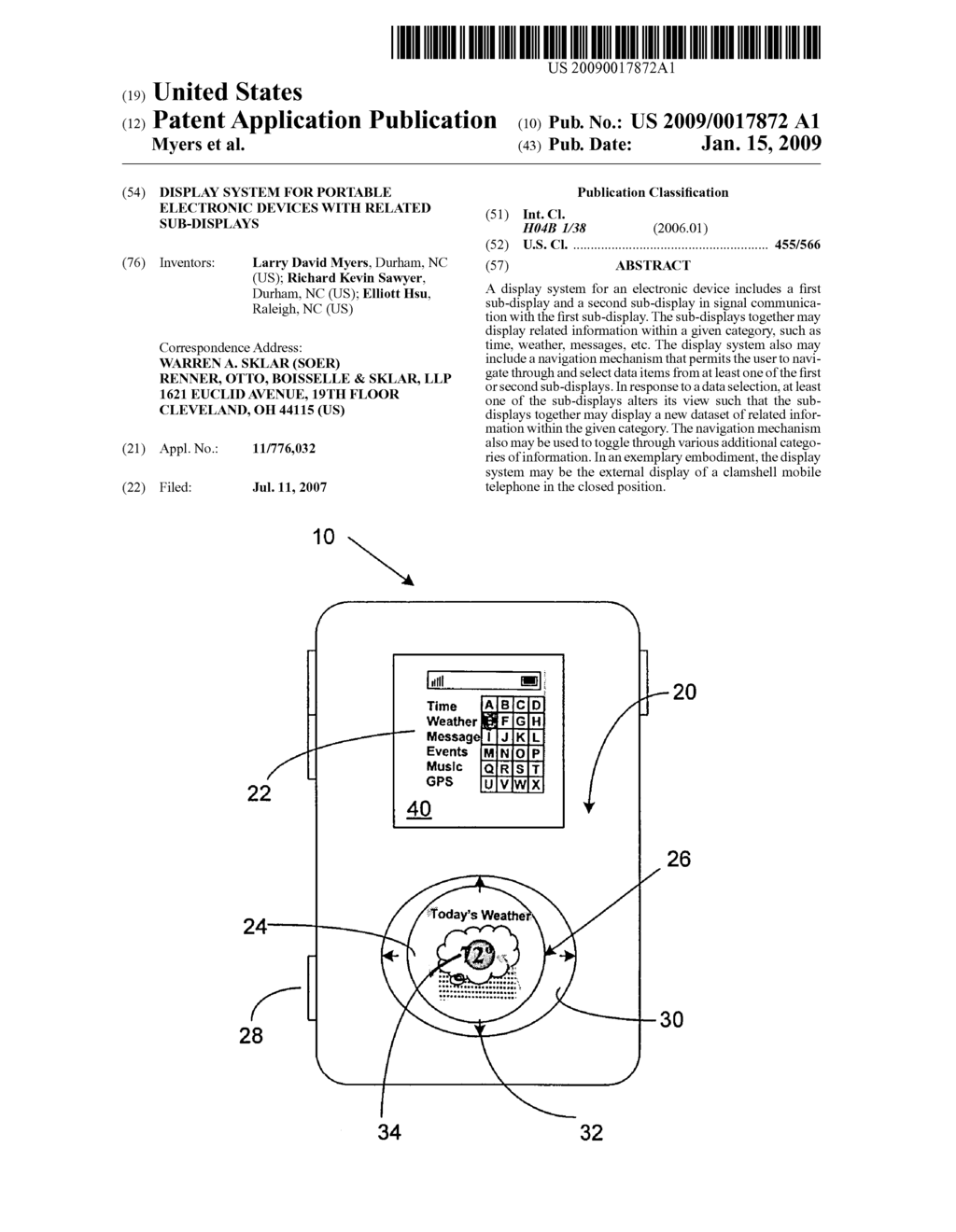 DISPLAY SYSTEM FOR PORTABLE ELECTRONIC DEVICES WITH RELATED SUB-DISPLAYS - diagram, schematic, and image 01