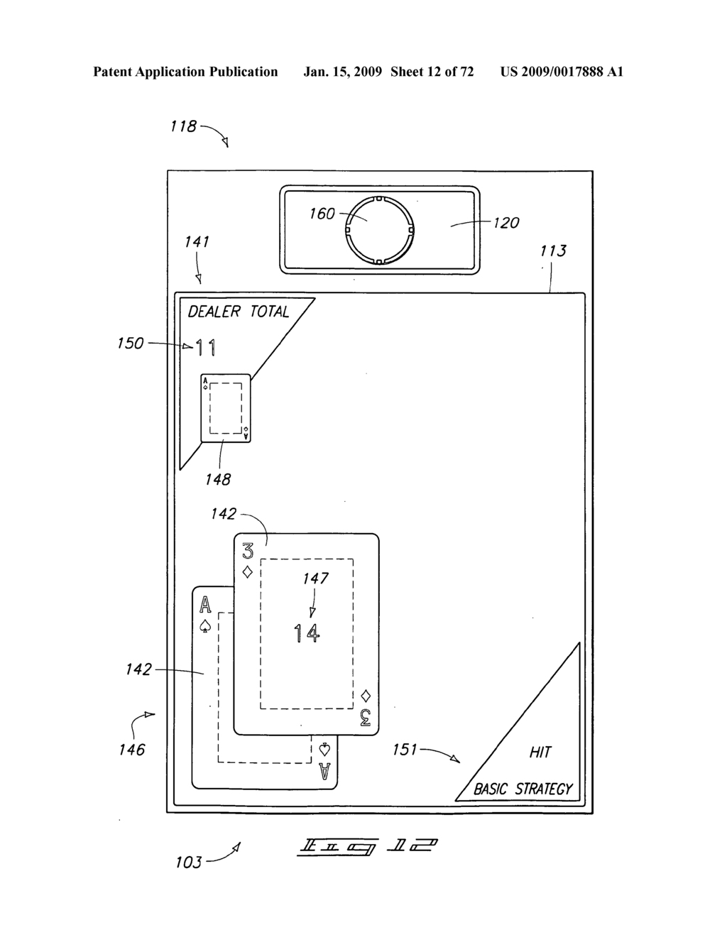 ELECTRONIC GAMING SYSTEM WITH REAL PLAYING CARDS AND MULTIPLE PLAYER DISPLAYS FOR VIRTUAL CARD AND BETTING IMAGES - diagram, schematic, and image 13