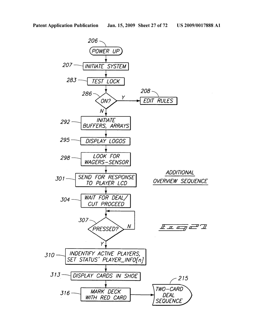 ELECTRONIC GAMING SYSTEM WITH REAL PLAYING CARDS AND MULTIPLE PLAYER DISPLAYS FOR VIRTUAL CARD AND BETTING IMAGES - diagram, schematic, and image 28