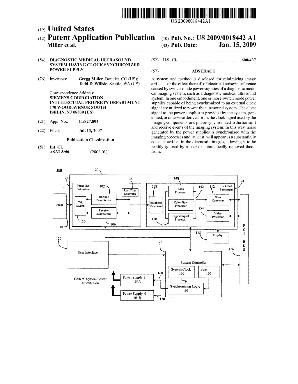 Diagnostic medical ultrasound system having clock synchronized power supply - diagram, schematic, and image 01