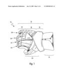 Protective sports glove diagram and image