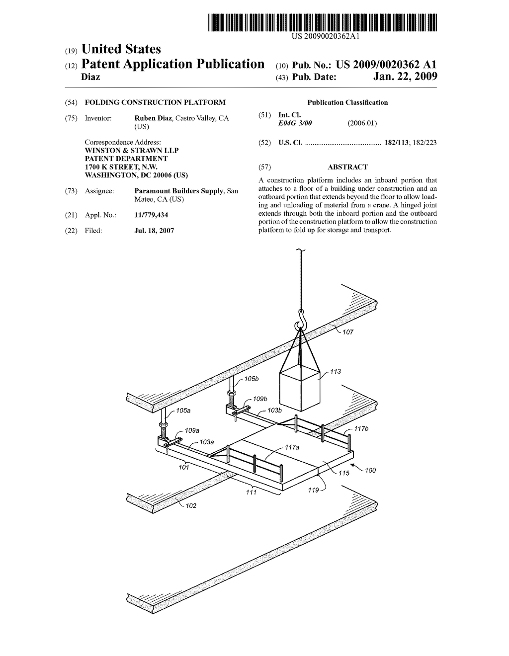 FOLDING CONSTRUCTION PLATFORM - diagram, schematic, and image 01