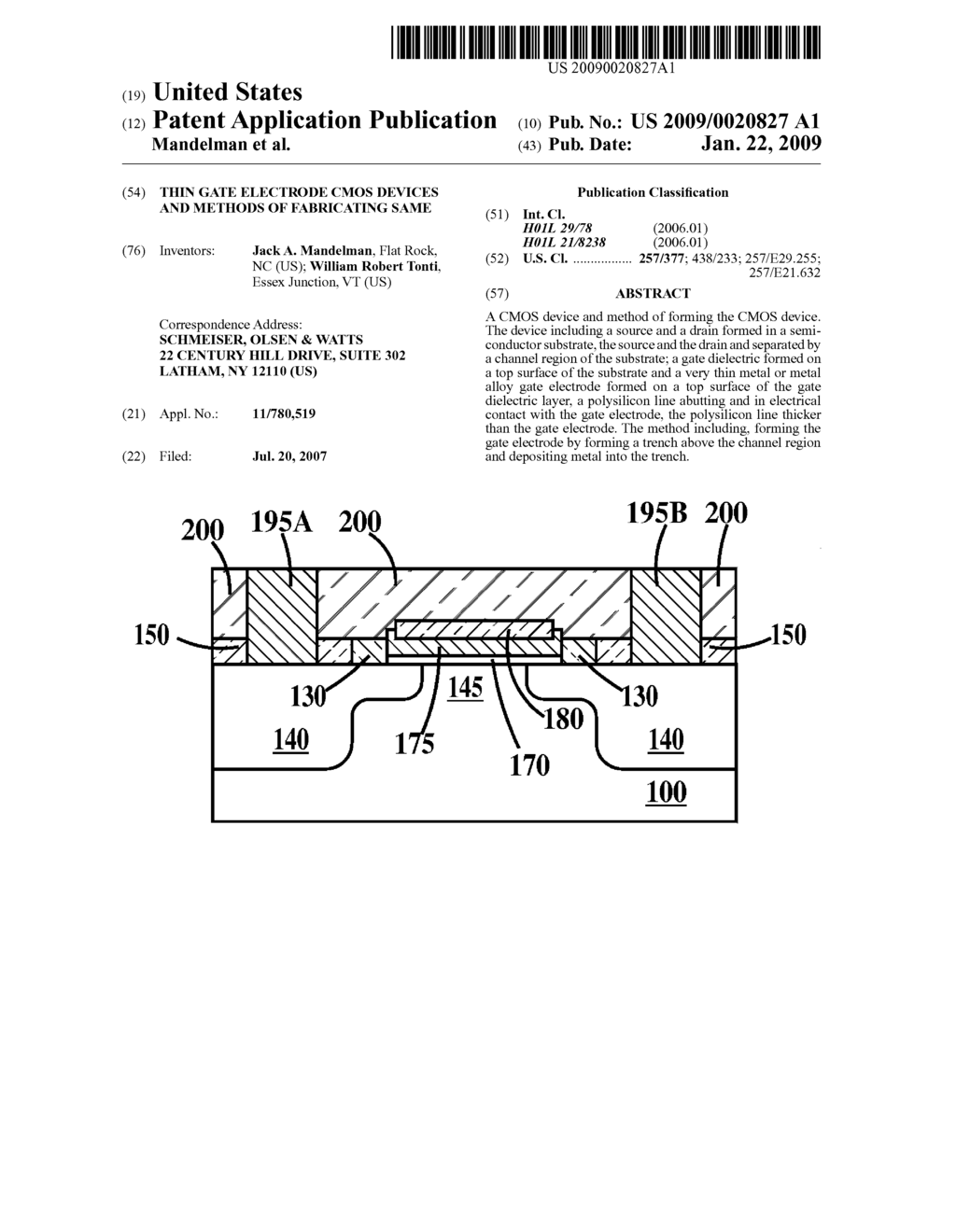 THIN GATE ELECTRODE CMOS DEVICES AND METHODS OF FABRICATING SAME - diagram, schematic, and image 01