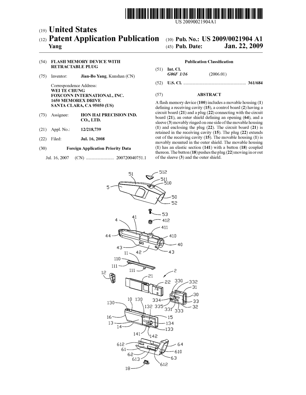 Flash memory device with retractable plug - diagram, schematic, and image 01