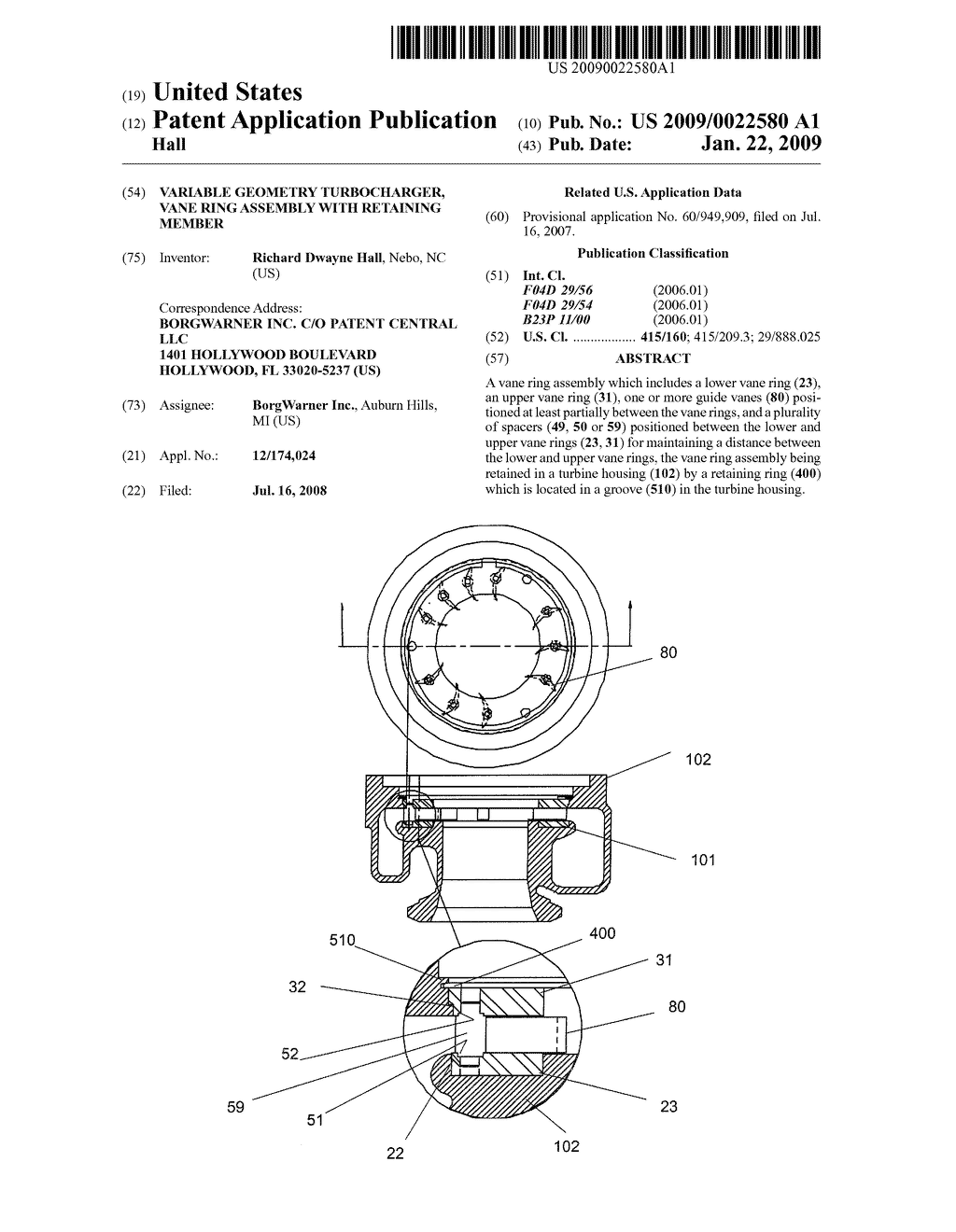 VARIABLE GEOMETRY TURBOCHARGER, VANE RING ASSEMBLY WITH RETAINING MEMBER - diagram, schematic, and image 01