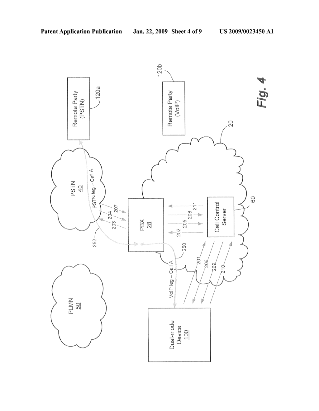 SYSTEM AND METHOD FOR HANDOFF OF SESSION FROM VOIP INTERFACE TO CELLULAR INTERFACE OF DUAL-MODE DEVICE - diagram, schematic, and image 05