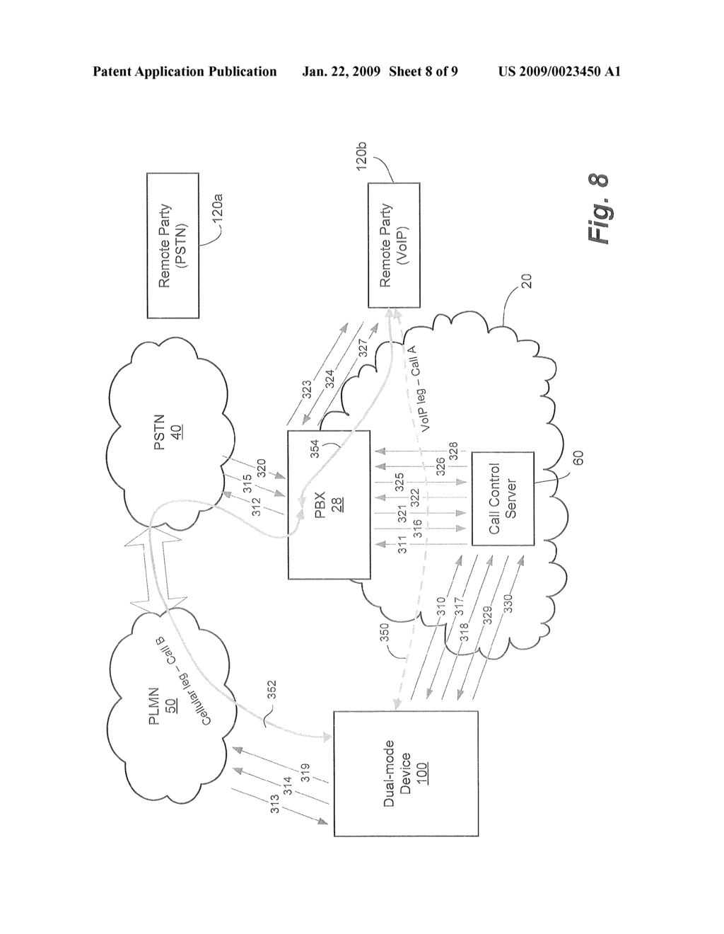 SYSTEM AND METHOD FOR HANDOFF OF SESSION FROM VOIP INTERFACE TO CELLULAR INTERFACE OF DUAL-MODE DEVICE - diagram, schematic, and image 09