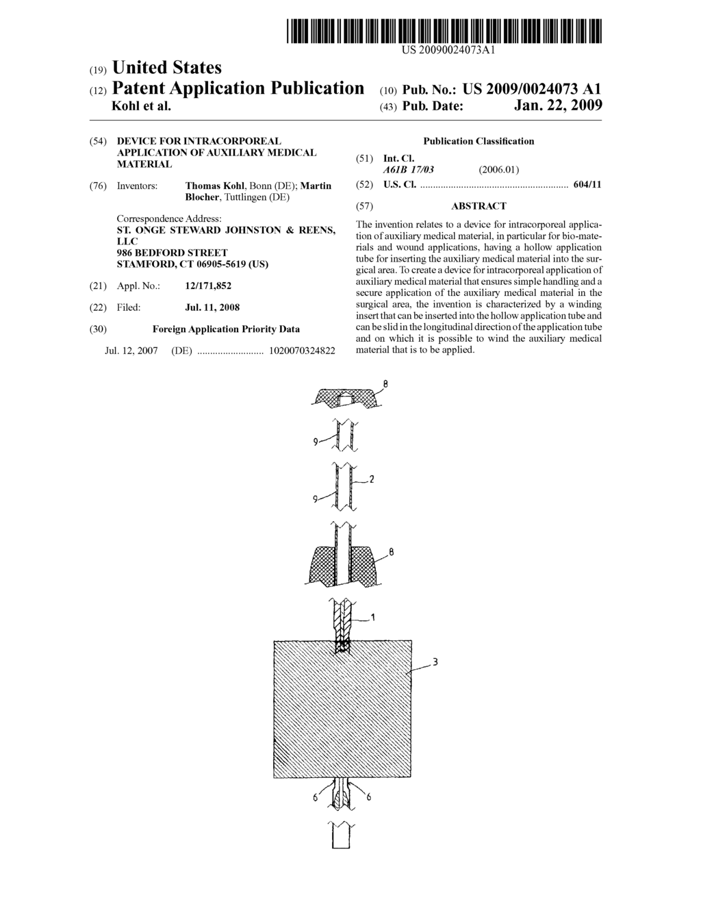 Device for Intracorporeal Application of Auxiliary Medical Material - diagram, schematic, and image 01