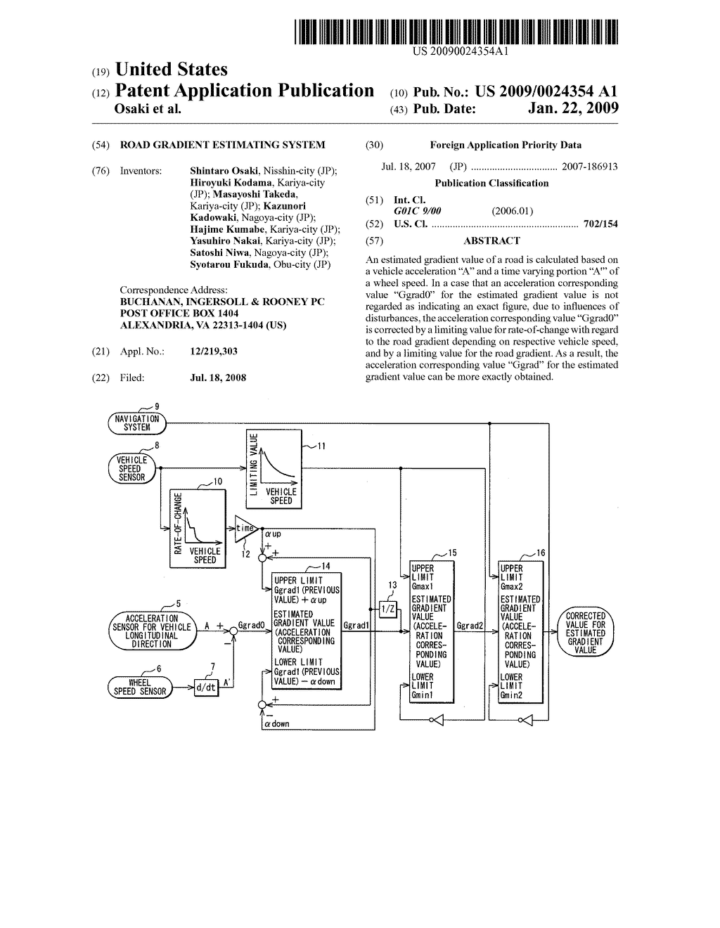 Road gradient estimating system - diagram, schematic, and image 01