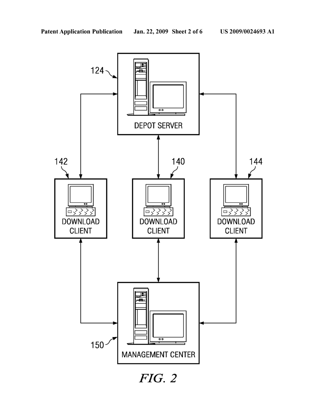 METHOD FOR DISTRIBUTING FILE CONTENT FROM A SELECTED TARGET DEPOT SERVER IN RESPONSE TO MULTIPLE CLIENT REQUESTS - diagram, schematic, and image 03