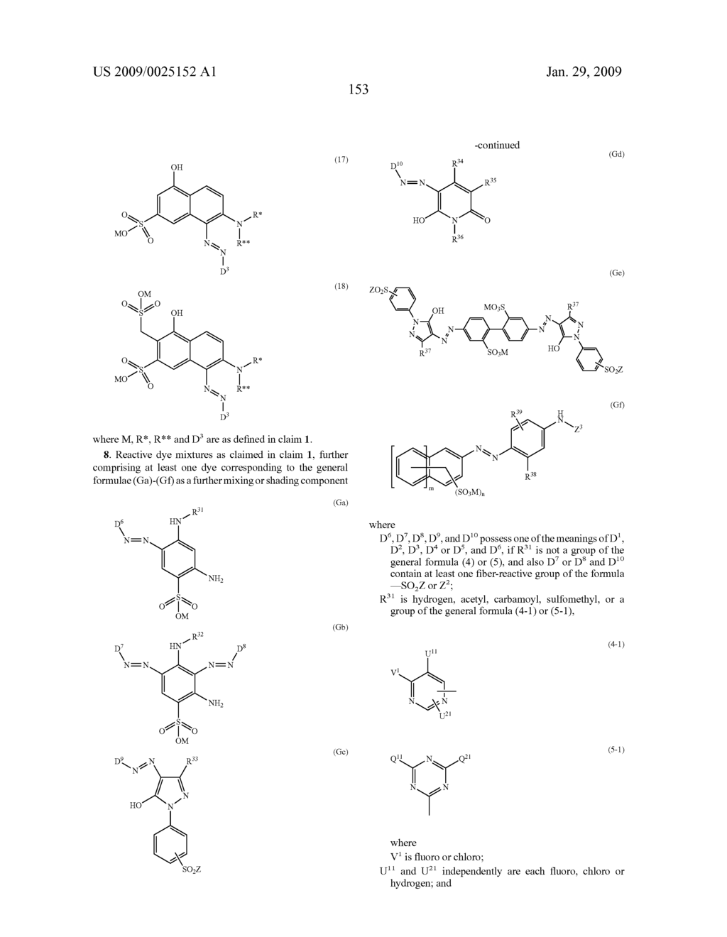 DYE MIXTURES OF FIBER-REACTIVE AZO DYES, THEIR PREPARATION AND USE - diagram, schematic, and image 154