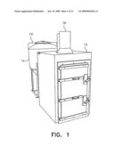 Automatically controlled outdoor pelletized bio-fuel-burning hydronic heater diagram and image