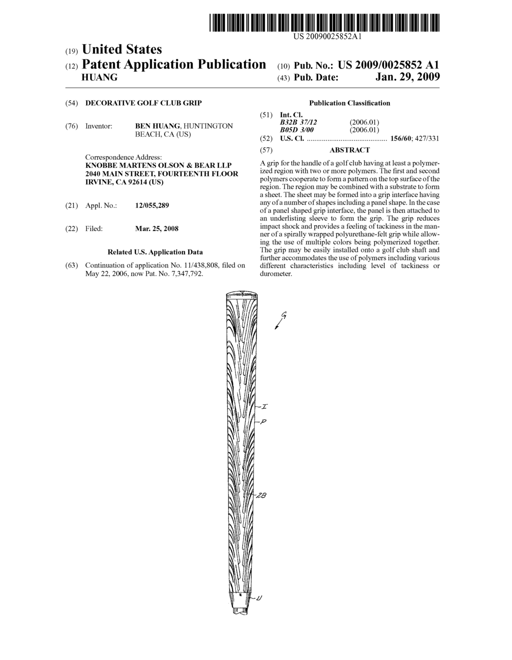 DECORATIVE GOLF CLUB GRIP - diagram, schematic, and image 01