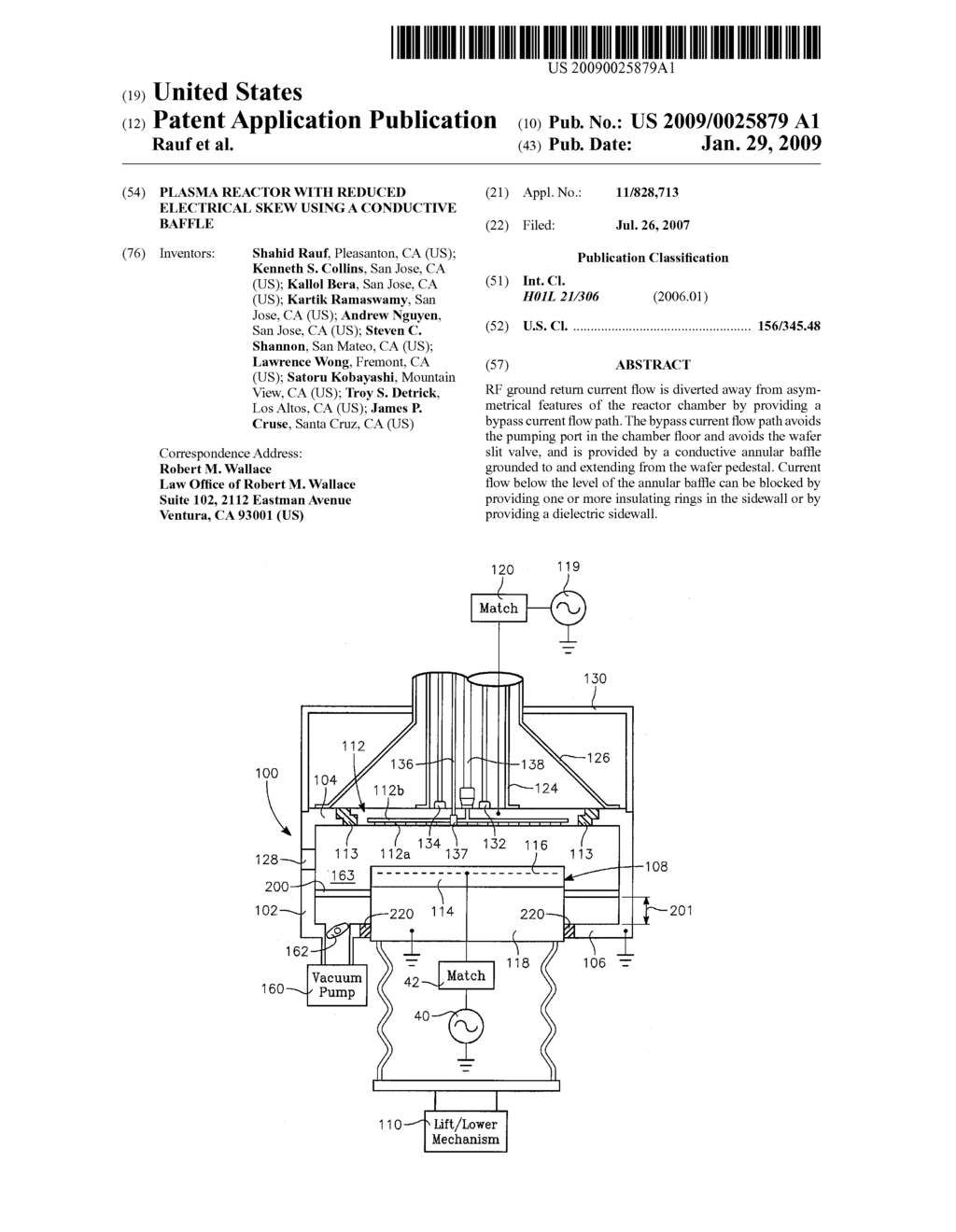 PLASMA REACTOR WITH REDUCED ELECTRICAL SKEW USING A CONDUCTIVE BAFFLE - diagram, schematic, and image 01