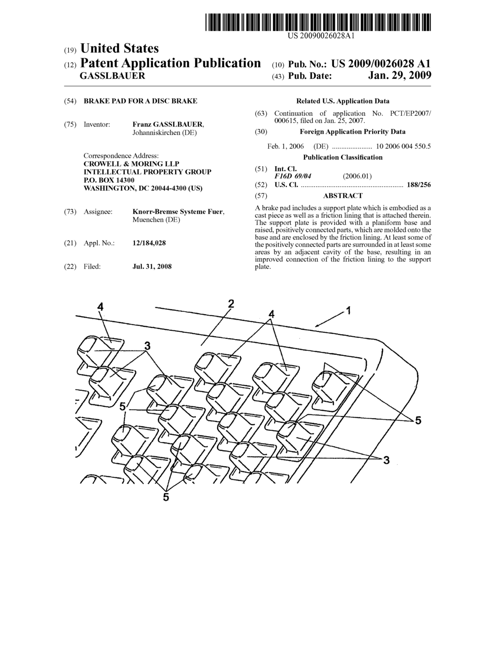 BRAKE PAD FOR A DISC BRAKE - diagram, schematic, and image 01