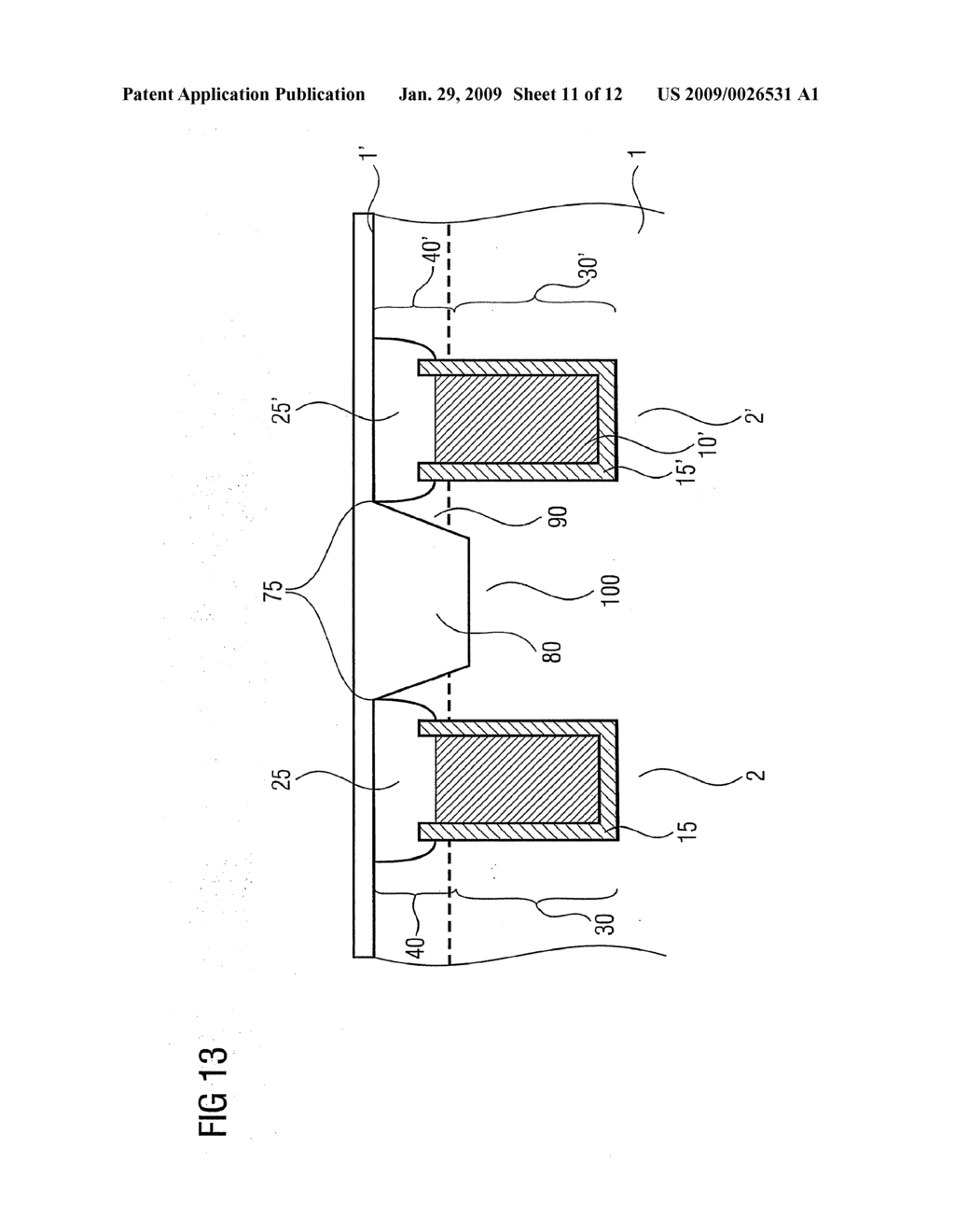 METHOD FOR INSULATING A SEMICONDUCTING MATERIAL IN A TRENCH FROM A SUBSTRATE - diagram, schematic, and image 12