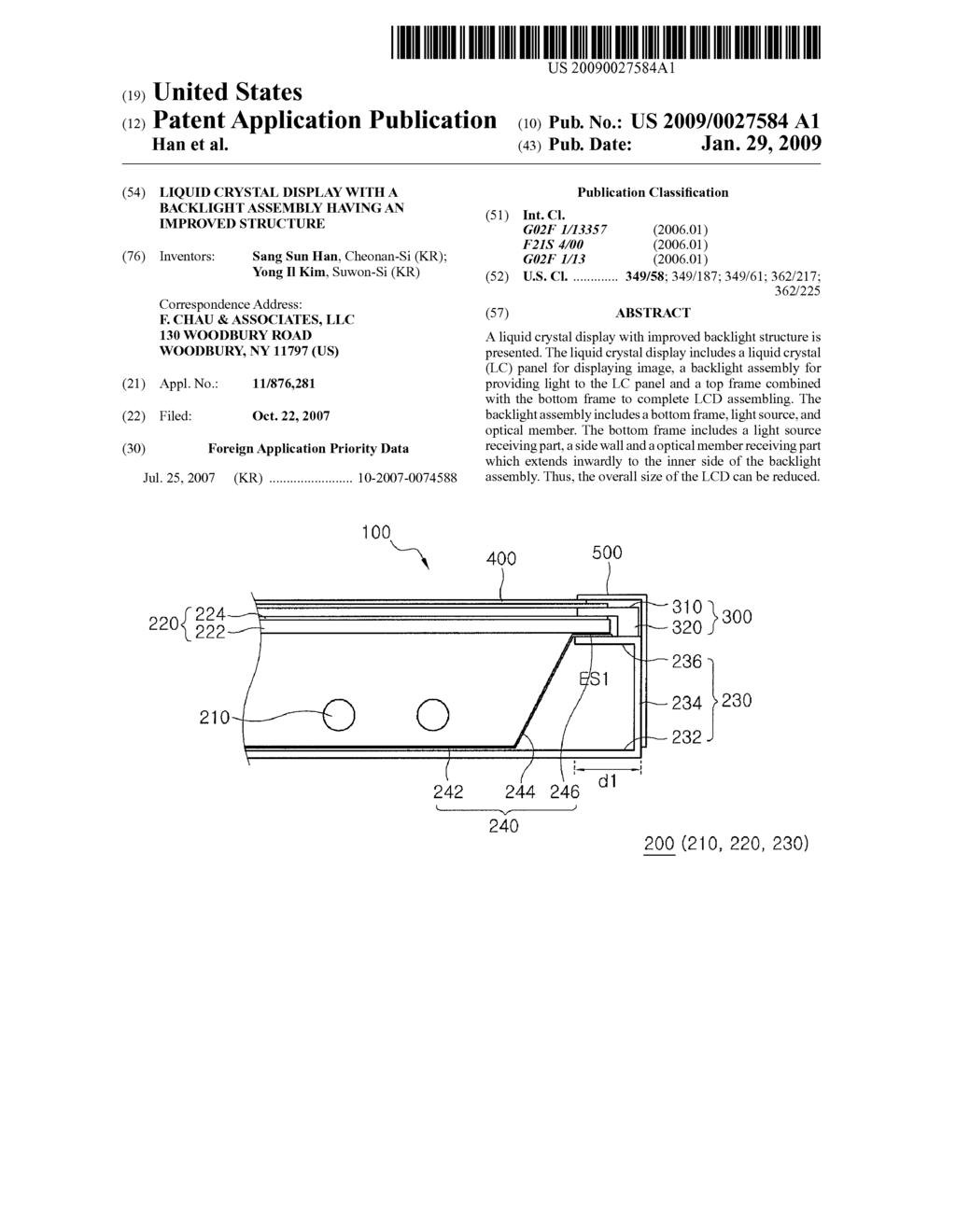 LIQUID CRYSTAL DISPLAY WITH A BACKLIGHT ASSEMBLY HAVING AN IMPROVED STRUCTURE - diagram, schematic, and image 01