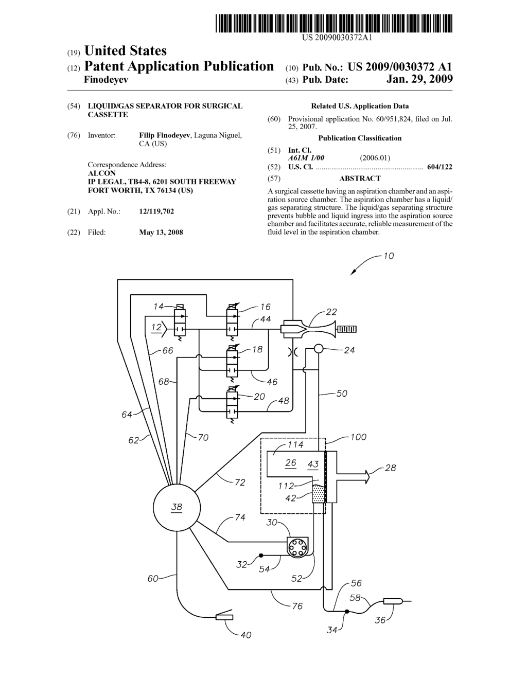 Liquid/gas separator for surgical cassette - diagram, schematic, and image 01