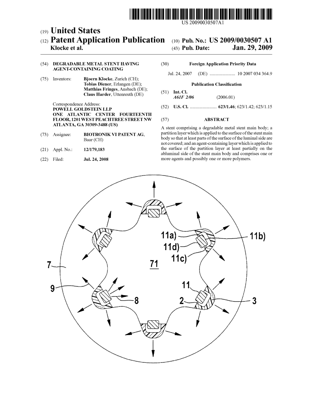 DEGRADABLE METAL STENT HAVING AGENT-CONTAINING COATING - diagram, schematic, and image 01