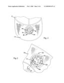 CAP HAVING ILLUMINATING AND PIVOTABLY MOVABLE FAN diagram and image