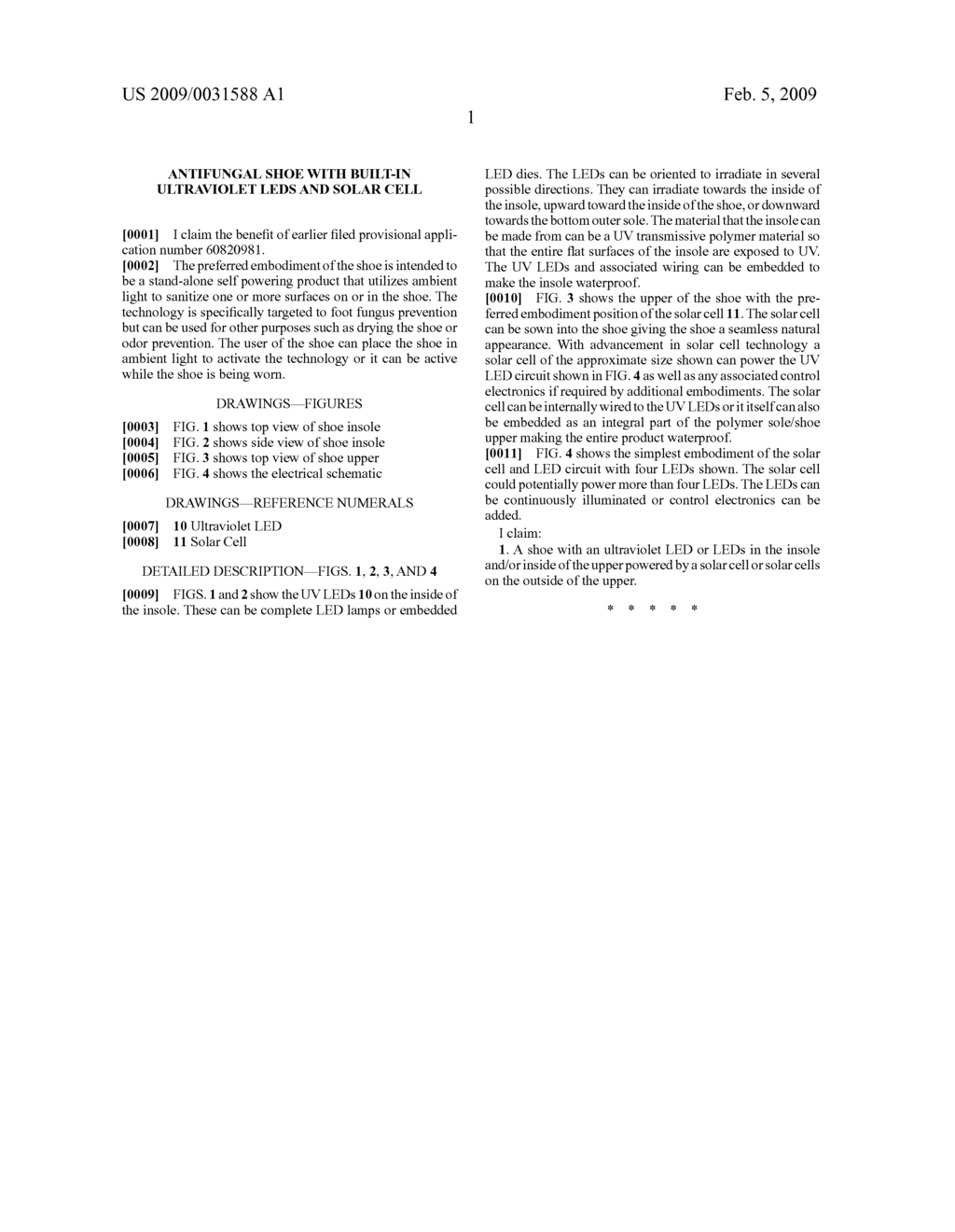 Antifungal Shoe with Built-In Ultraviolet LEDs and Solar Cell - diagram, schematic, and image 06