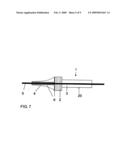 FORCE APPLICATION ELEMENT, EXTENSION ELEMENT, AND A METHOD FOR INCREASING THE TENSILE LOAD OF A STRIP-SHAPED MATERIAL diagram and image