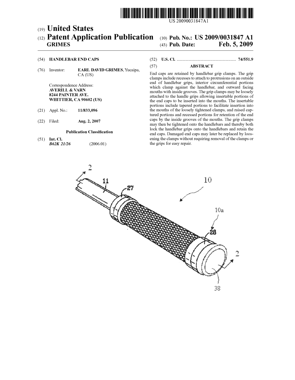 HANDLEBAR END CAPS - diagram, schematic, and image 01