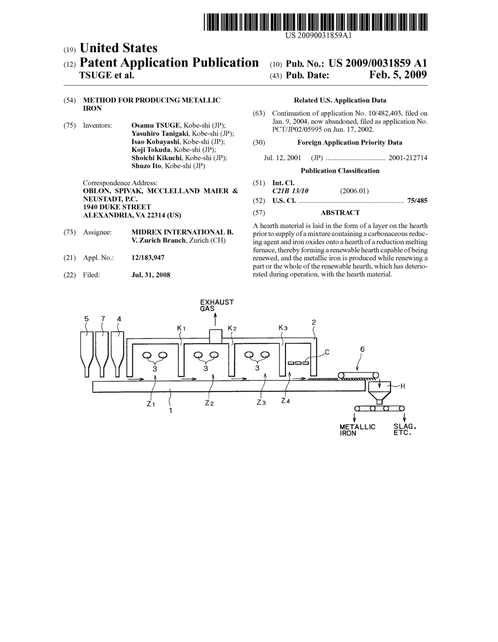 METHOD FOR PRODUCING METALLIC IRON - diagram, schematic, and image 01