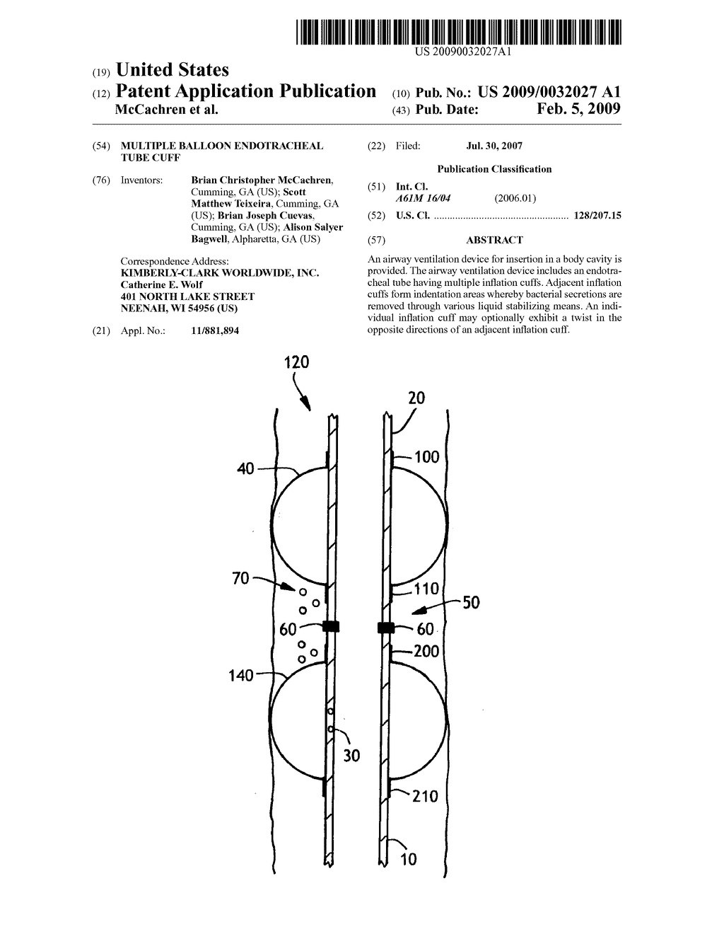 Multiple balloon endotracheal tube cuff - diagram, schematic, and image 01